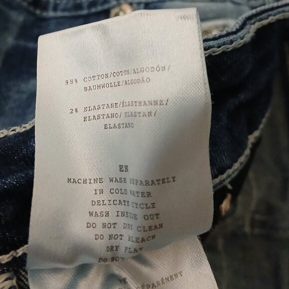 Stella In Dreams Jeans 5 27 Mid Rise Boot Cut Embellished Blue Denim Stretch - Picture 11 of 11